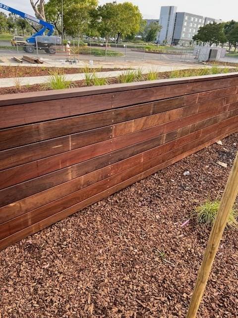 Picture of a solid wood horizontal fence 